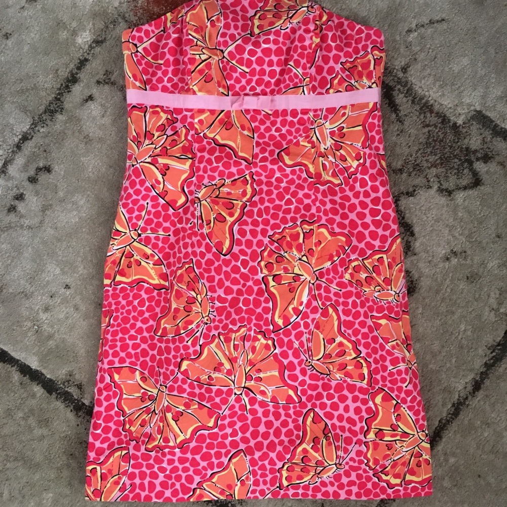 LILLY PULITZER Strapless Pink Butterfly Dress